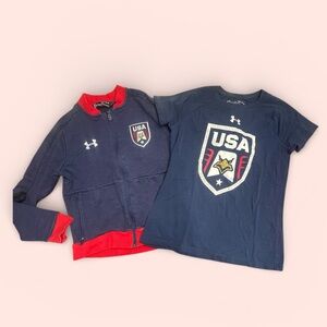 Under Armour Kids Navy and Red USA Sweatshirt & Tee Set